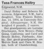 Tess Frances Holtry Birth Announcement